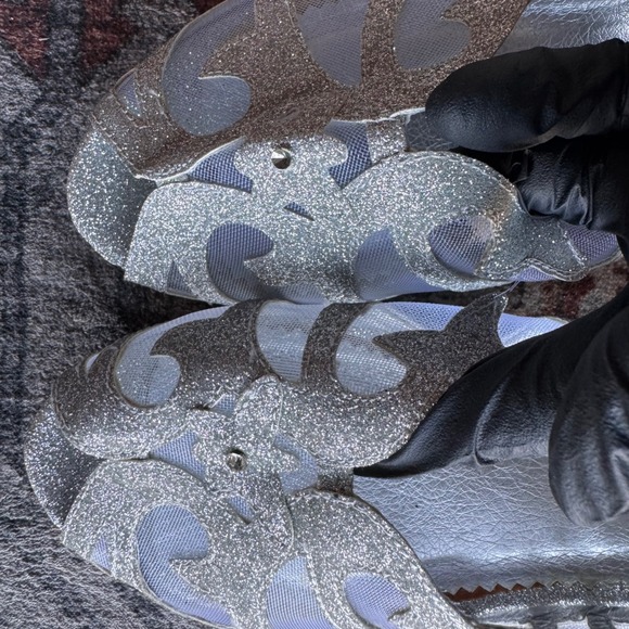 VTG ASHRO Womens Silver Glitter Mesh Slingback Heels Sandals Shoes 9.5W Church - Picture 7 of 10